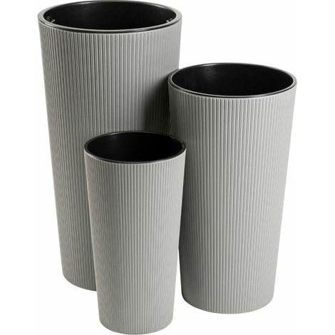 Set di 3 vasi da fiori in legno grigio URBANIKA ECO.