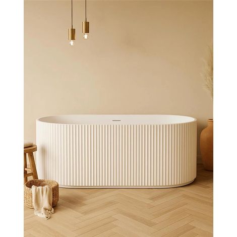 Vasca 170x80 Jeorgia freestanding in acrilico cannettato bianco opaco (1/5)