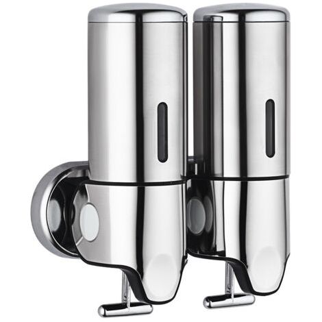 Sollbry Distributeur de pompe de douche 2 en 1 à fixer au mur pour salle de bain, salle de bain, cuisine, hôtel - Peut contenir shampooing, savon, après-shampooing, gel douche - Argenté，2518.59cm