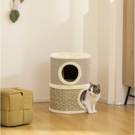Kratztonne 49 cm hoch, Ø 35,5 cm, zweistöckig mit Kratzmatte, khaki OKMYHOME (1/5)