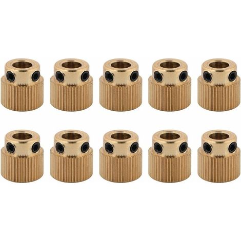 Engrenage d'extrudeuse MK8, accessoires d'imprimante 3D 10 pièces engrenage d'entraînement en laiton de haute qualité pour extrudeuse MK7 MK8 26/40 dents(40 dents) (1/5)