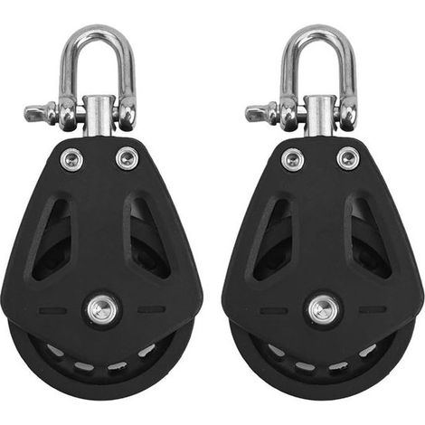 2 robuste Nylon-Rollenblöcke, Einzelrolle, drehbar, Segelbootzubehör, Tragfähigkeit 460 kg, 10 mm Seil (1/5)