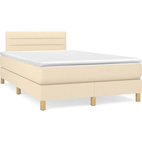 vidaXL Letto a Molle con Materasso e LED Crema 120x190 cm in Tessuto (1/5)