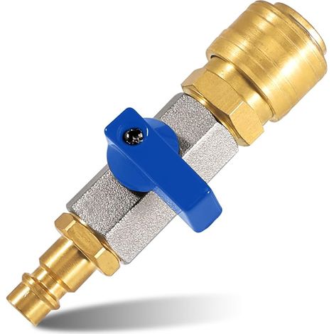 Robinet d'arrêt à air comprimé de 3/8", raccord à dégagement rapide, robinet à boisseau sphérique à air comprimé de 3/8", vanne de remplissage d'air, avec buse NW 7.2, accessoires d'outils à air (1/5)