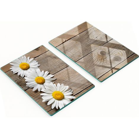 Juego de dos tablas de cocina de cristal Daisy Wood de 2x40x52 cm. (1/5)
