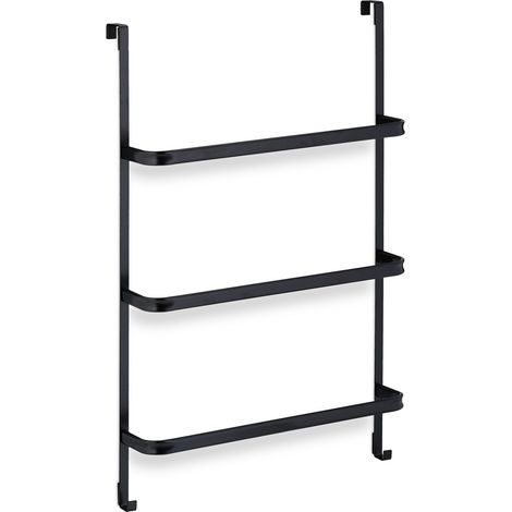 Portasciugamani senza foratura pratico 3 barre 60 x 10 x 6 cm in acciaio nero 130012678