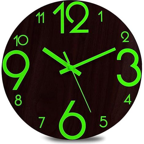 Horloge lumineuse murale 30 cm (chiffres plats) - Fluore silencieux (1/4)