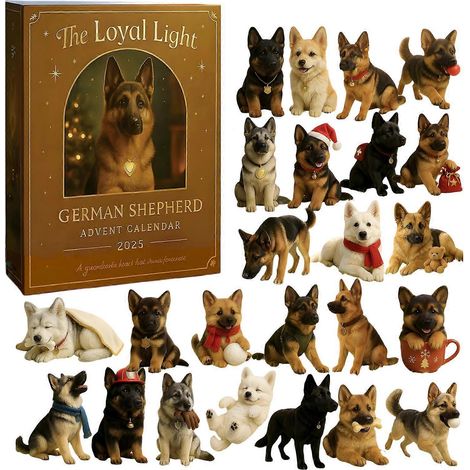 Calendario de Adviento de Pastor Alemán de Loyal Light: 24 colgantes de perro en 2D, calendario de cuenta regresiva y regalo sorpresa para amigos. (1/5)