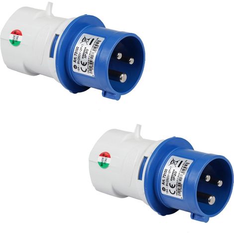 FANTON 73100-B2 Set di 2 pz Adattatore industriale da spina cee a 1 presa bipasso schuko 16A - per cantiere e campeggio (1/2)