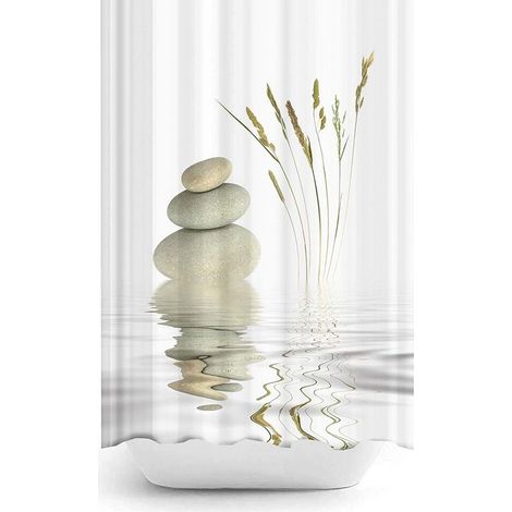 Shower curtain 120x200 cm – Waterproof and mildew-resistant polyester fabric – Machine washable – Hooks included (1/5)