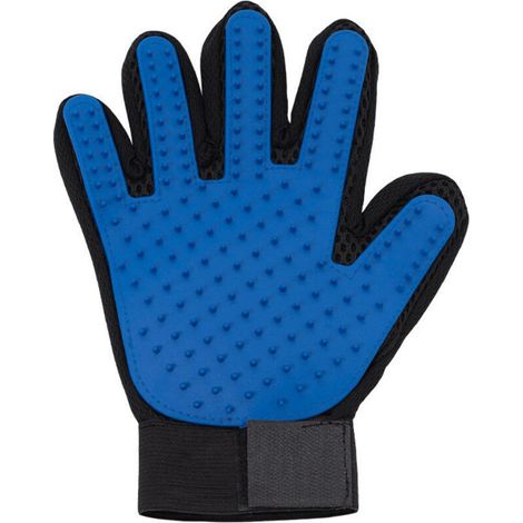 (Bleu, main droite) Gants de toilettage pour animaux, gants brosse anti-peluches doux, gants de toilettage en silicone 4 en 1, adaptés aux chats et aux chiens (1/4)