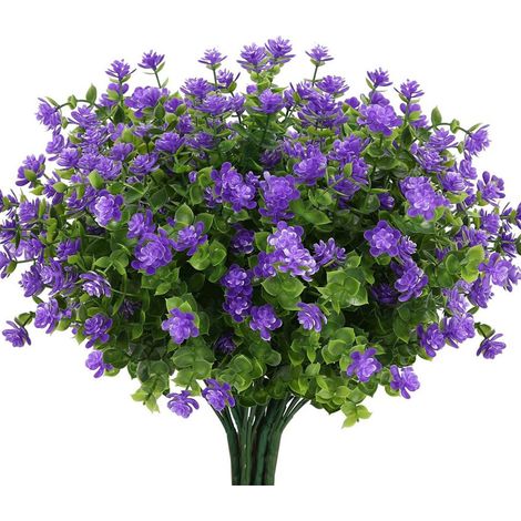Fleurs Artificielles - Branches d'Eucalyptus et de Camélia - Résistantes aux UV - Pour Décoration Intérieure Extérieure Jardin - Lot de 8 (1/5)