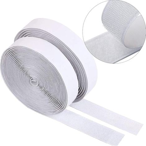 Dandolo 10M Double-Sided Adhesive Hook and Loop Tape - White Strong Hook and Loop Fasteners for Wall Hangings and Rugs (1/5)