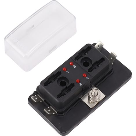 Wasserdichter 4-Wege-Sicherungskasten DC32V für Auto und Boot, ATC/ATO-Flachsicherungsblock mit LED-Anzeige, Schutz für Fahrzeuge und Boote. (1/5)