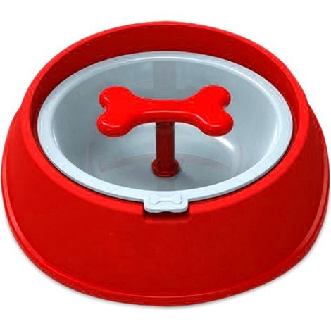 060360 Cuenco original para perros gatos anti-asfixia y mejor digestión 20cm Color: Rojo