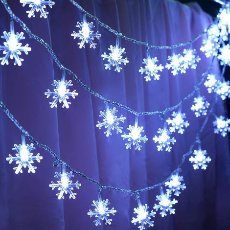 AIDUCHO 6 m Lichterkette mit 40 batteriebetriebenen LEDs in Schneeflockenform und 2 Beleuchtungsmodi für Weihnachtsbaum, Halloween, Party, Hochzeit, Geburtstag, Schlafzimmer, Feste, Silvester (1/5)