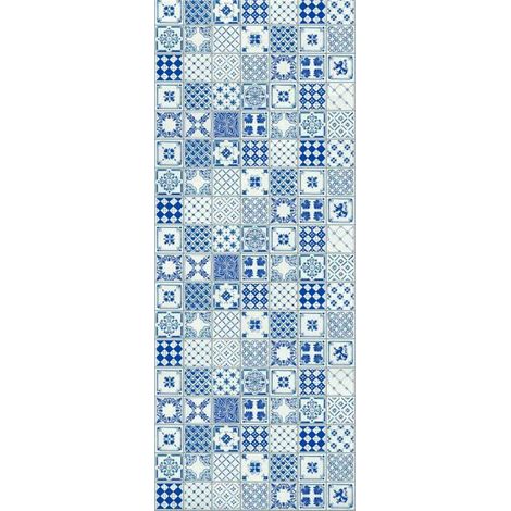 Panneau mural douche en alu-composite VIPANEL - Carrelage Décor Carreaux Indigo Bleu - Finition Brillant - 100x255cm (1/5)