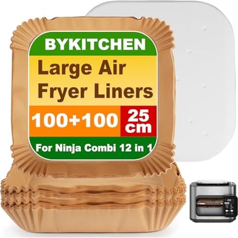 200 pièces de revêtements pour friteuse à air Ninja Combi 12-en-1, 100 pièces jetables + 100 pièces papier sulfurisé perforé, compatible avec four micro-ondes Ninja et friteuse à air SPF700UK (1/4)