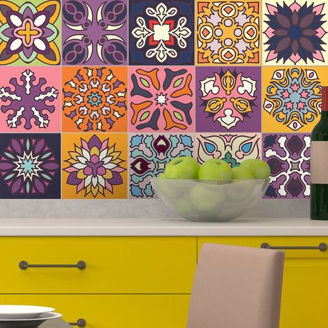 Sticker Mural Carrelage adhésif Cuisine Salle de Bain - 15 STICKERS CARRELAGES AZULEJOS MARBELLA - 15stickers10x10cm (1/5)