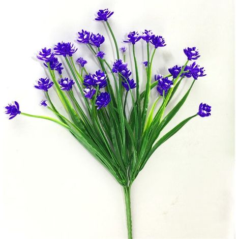 6 bâtons 7 fourchettes de printemps herbe camélia rose plastique lotus gypsophile simulation plantes aquatiques fleurs artificielles (violet) (1/5)