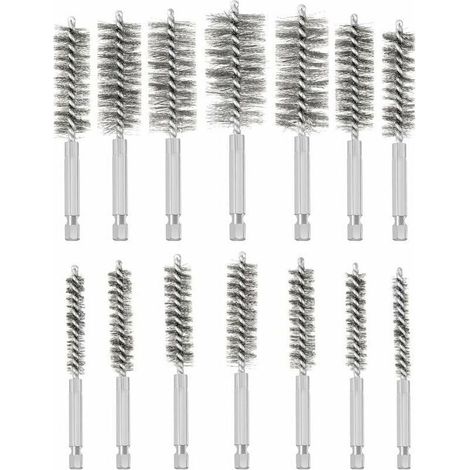 UlisemBrosse Metallique pour Perceuse, 14 Pièces Brosse de Trou en Acier Inoxydable, Différentes Tailles Brosse de Nettoyage en Acier Inoxydable pour éliminer Vieille Peinture et Rouille