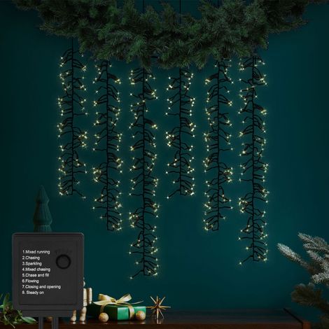 ECD Germany Cortina de Luces con 480 LEDs Blanco Cálido Guirlanda Luminosa con 8 Modos + Temporizador Iluminación Decorativa Navideña de 6 Ramales para Interior y Exterior IP44 Carámbanos de Aguanieve (1/5)