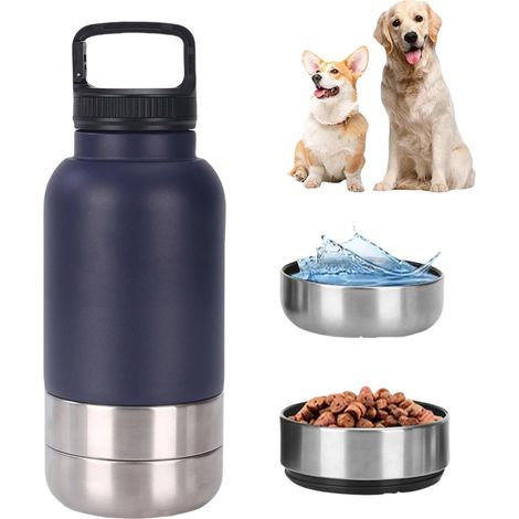 Gourde Chien Inox - Bouteille Eau 3 En 1 Avec Bols Amovibles - Pour Randonnée Voyage Camping - 950 Ml (1/5)