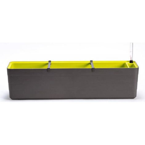 Maceta rectangular autorriego URBALIVE BERBERIS de 80 x 20 cm, gris-marrón