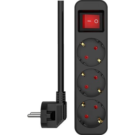 ELRO ES103S-B Multipresa a 3 prese con interruttore e cavo da 1,5 m Elevata sicurezza Protezione bambini Spina con messa a terra Antincendio Certificato TÜV Nero (1/5)