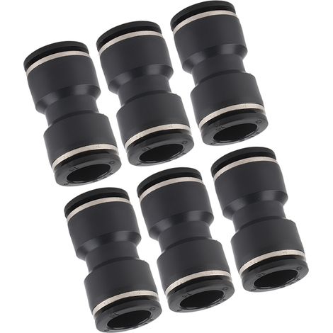 Raccord réducteur pneumatique 10 pièces inox résine noir union droite tube PU16-16, connecteur tuyau acier inoxydable, raccord droit pour air comprimé (1/5)
