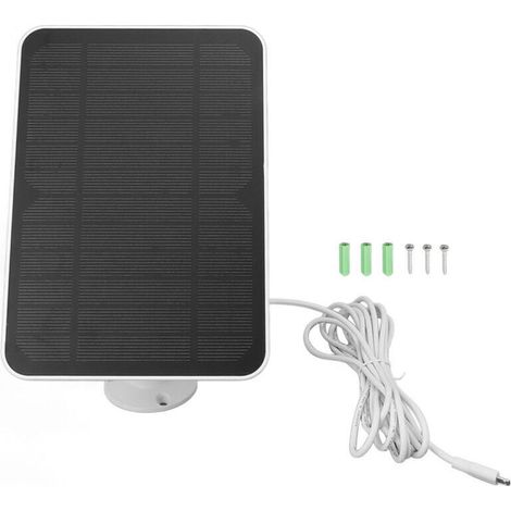 Panneau solaire 4W 5V pour Arlo pour anneau pour caméra de sécurité Blink Chargeur solaire étanche IP65 avec support réglable à 360 degrés Blanc (1/5)