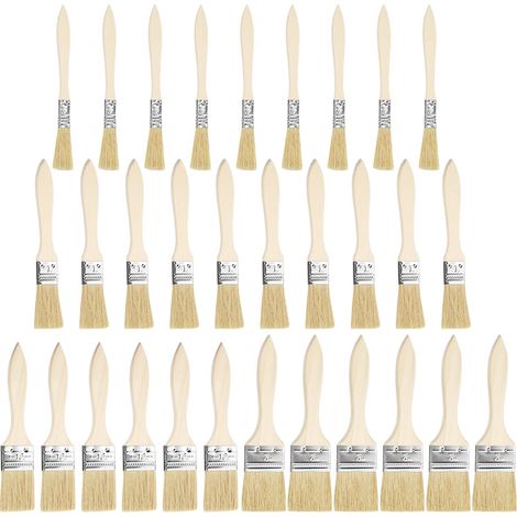 30 pièces Pinceaux Plats,10/25/35/50mm,Pinceaux pour l'extérieur, Pinceau Vernis Bois Plats, Pinceau Vernis Bois, Convient pour la Peinture, Le Vernis et Les projets de Bricolage. (1/5)