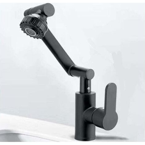 Flexible Robinet Cuisine, Robinet Mitigeur Cuisine, Robinet Cuisine Douchette, 1080° Flexible Rotation Mitigeur Cuisine, 2 Modes de Jet, Livré avec 2 Flexibles 60cm(Noir) (1/4)
