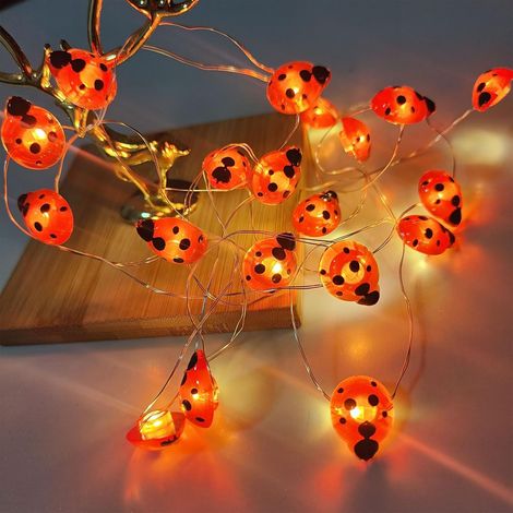 1 Guirlande lumineuse, 2 m, 20 LED, fil de cuivre, lumière rouge, intérieur et extérieur, mariage, Noël, jardin (1/5)