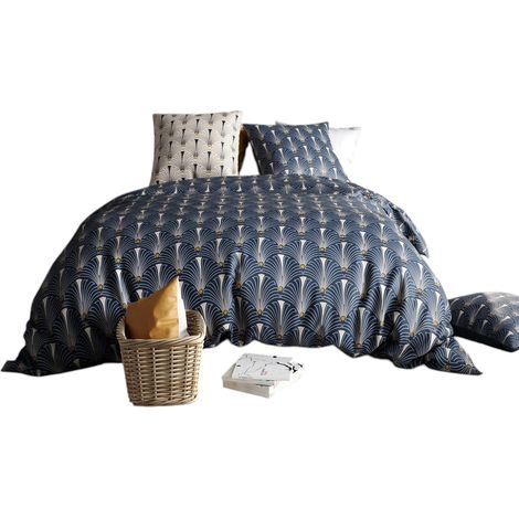 Housse couette + 2 taies 220 x 240 cm Plumes de paon (1/4)