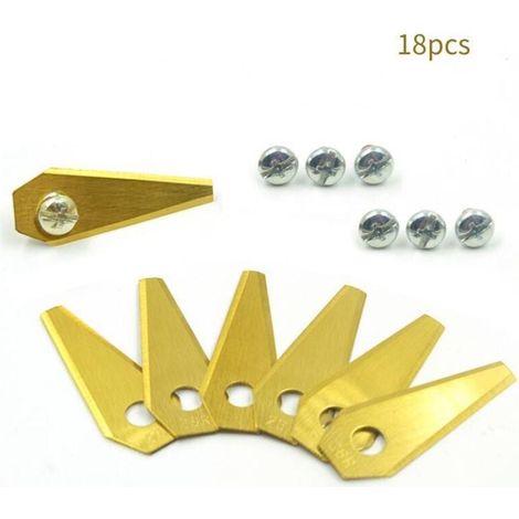 18lames de rechange + 18 vis - Lames de rechange pour robot tondeuse Bosch Indego - Épaisseur de lame 1 mm, adaptées aux robots tondeuses (1/4)