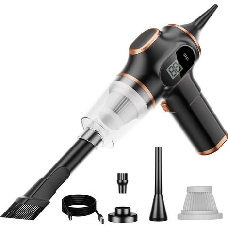 Aspirateur Portatif pour Voiture Sans Fil – Mini Aspirateur à Main à Haute Puissance avec Écran LCD et MultiBuse, Aspirateur à Main pour Voiture, Maison, Bureau, Canapé, Poils d’Animaux et Clavier