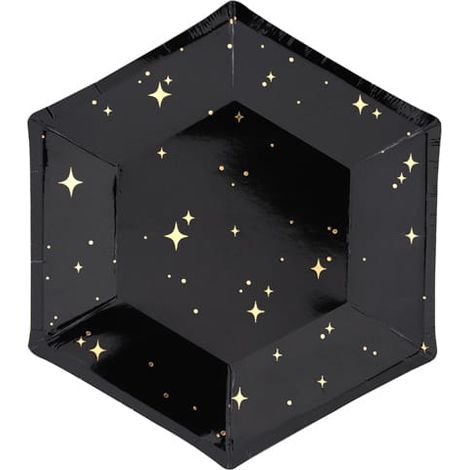 Platos PartyDeco Lets Celebrate negros de 20 cm / 6 unidades (1/5)