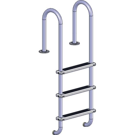 EDG – Échelle de piscine inox 3 marches – Compatible margelles bois – Marches antidérapantes – Installation rapide avec platines