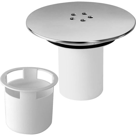 Couvercle de Bonde de Douche, Chrome Interchangeable Couvercle de Bonde de Douche, Remplacement de Couvercle de Siphon Douche pour Salle de Bain, Remplacement de La Siphon Douche(Blanc,Argent) (1/5)
