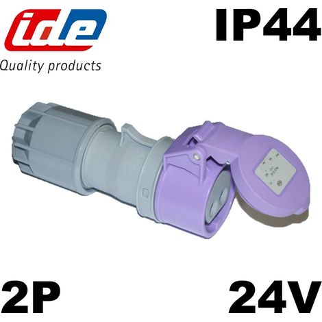 Prise femelle très basse tension 2P 16A étanche IP44 - Tension(V) - Fiche femelle 2P 24V 50/60Hz (1/2)