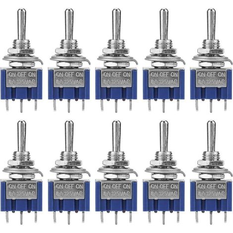10 pezzi Mini interruttore a bilanciere SPDT MTS-103 ON-OFF-ON, 3 posizioni, 3 pin, 6 mm, 6 A, 125 V CA