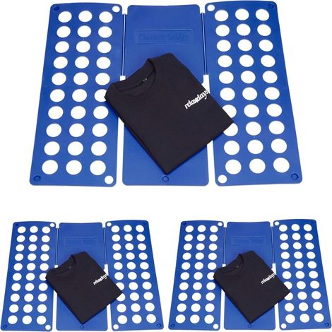 Planche À Repasser Pliable - Système De Pliage Pour Vêtements - Pour T-Shirts Et Pulls - Dimensions 0 5 X 70 5 X 59 Cm - Bleu - Lot De 3 (1/5)