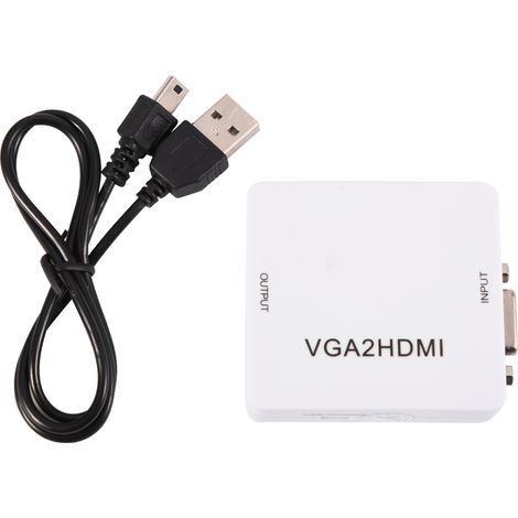 Adaptateur VGA vers HDMI 1080P pour PC, Portable, Lecteur DVD vers Téléviseur HD, Projecteur (1/4)