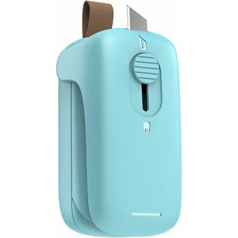Mini Scelleur, Mini Bag Sealer, Scelleur Portatif, Machine portative de thermoscelleuse à pression 2 en 1 avec le coupeur pour sacs en plastique Snack Fresh Bag, vert (batterie non incluse) (1/5)