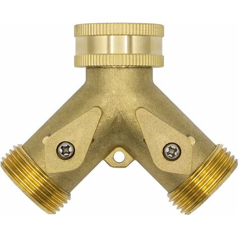DEESSE SHOP - 10964 Distributeur en Y 2 voies, 3/4 mâle, laiton, avec vannes d'arrêt (1/3)
