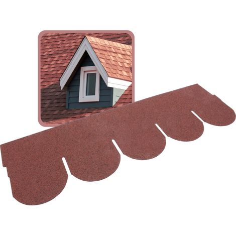 DAPRONA Biberschwanz Dachschindeln, Rund 1m x 32cm, 20 Stück, Bitumenschindeln für Gartenhaus, Carport - Rot (1/5)