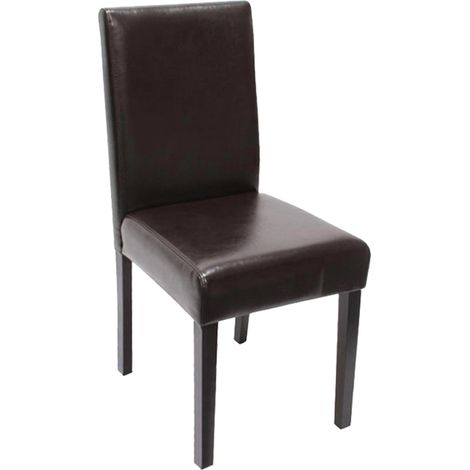 Silla de comedor Littau, silla de cocina, piel sintética, marrón, patas oscuras (1/4)