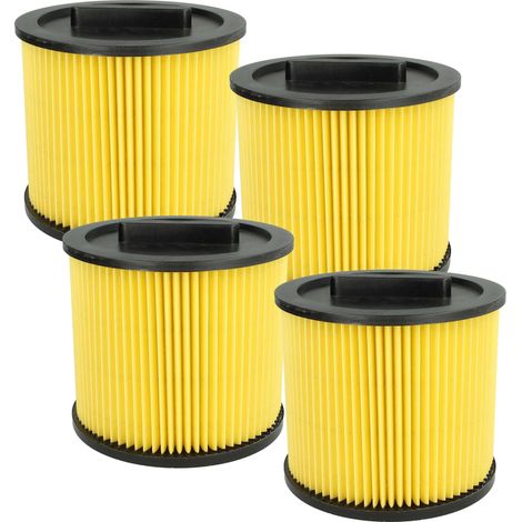 vhbw 4x Faltenfilter kompatibel mit Klarstein 10007544, IPX4, VCM-IVC-50, IVC-50 Staubsauger - Patronenfilter, Gelb Schwarz