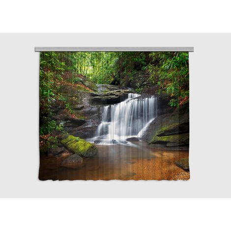 Waterfall, rideau imprimés chutes d'eau et foret 180x160 cm, 2 pièces (1/5)